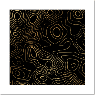 Golden  Pattern topographic Posters and Art